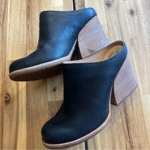 Kork-Ease Leather Block Heel Mules – Black, Size 9.5M